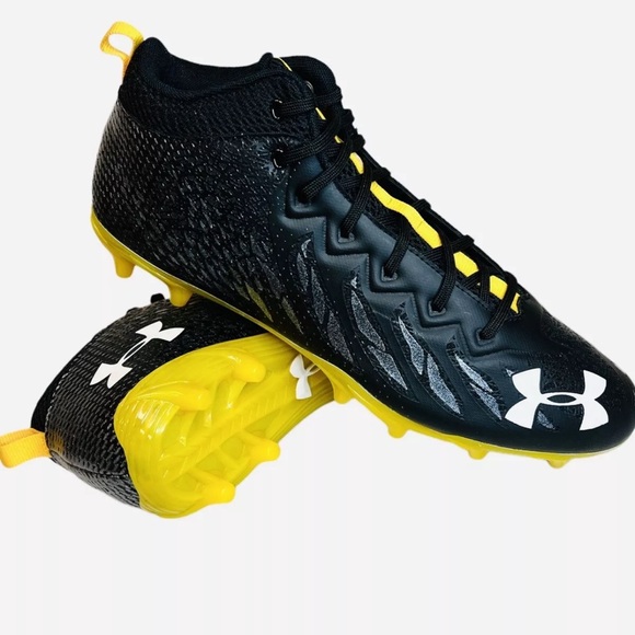 Under Armour Spotlight UA Football Cleats Black/Yellow 3023963-009 Mens Size 13 - Picture 9 of 10